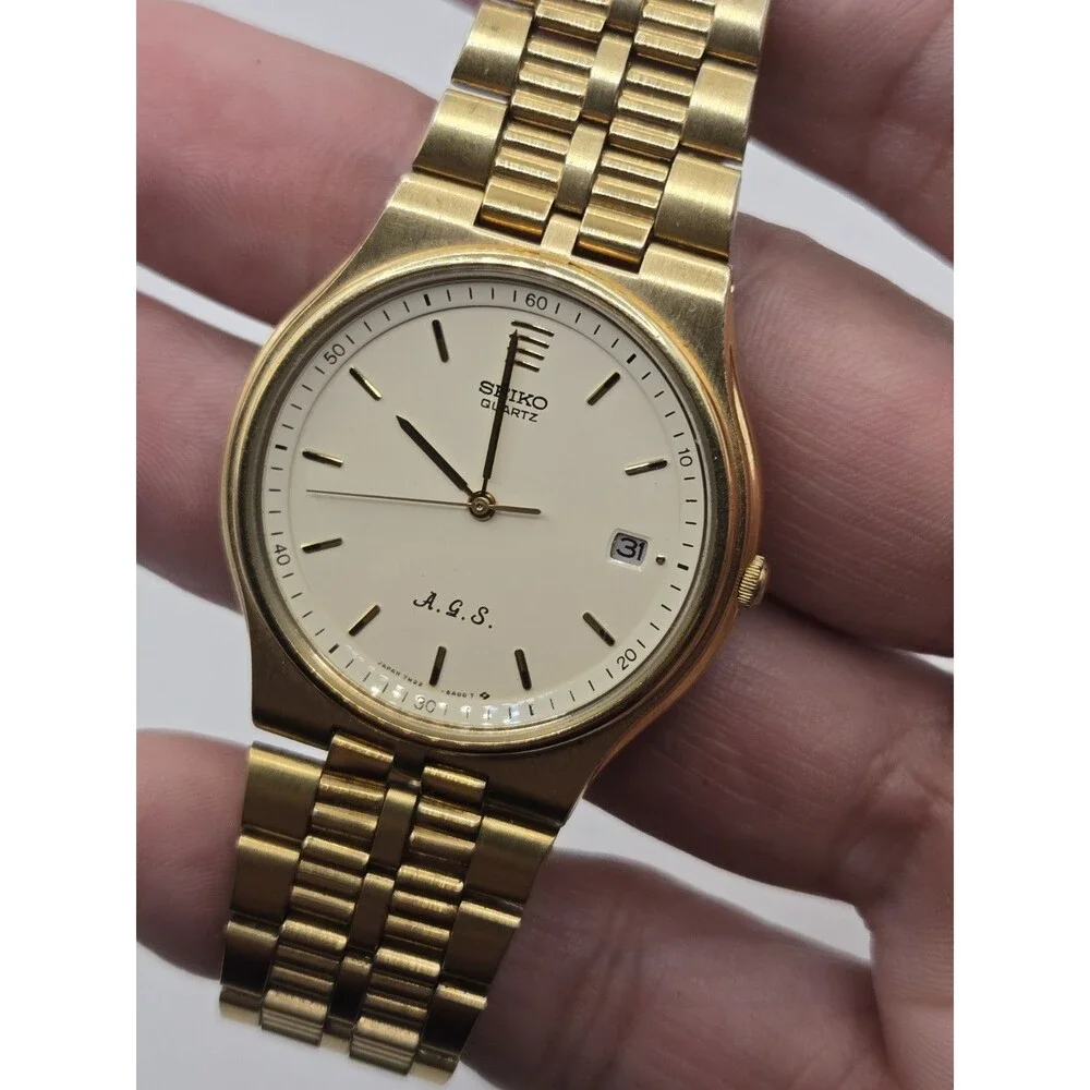 1990 Seiko Quartz AGS (Kinetic) 7M22-6A00 Vintage 35mm Watch. NEW CAPACITOR.